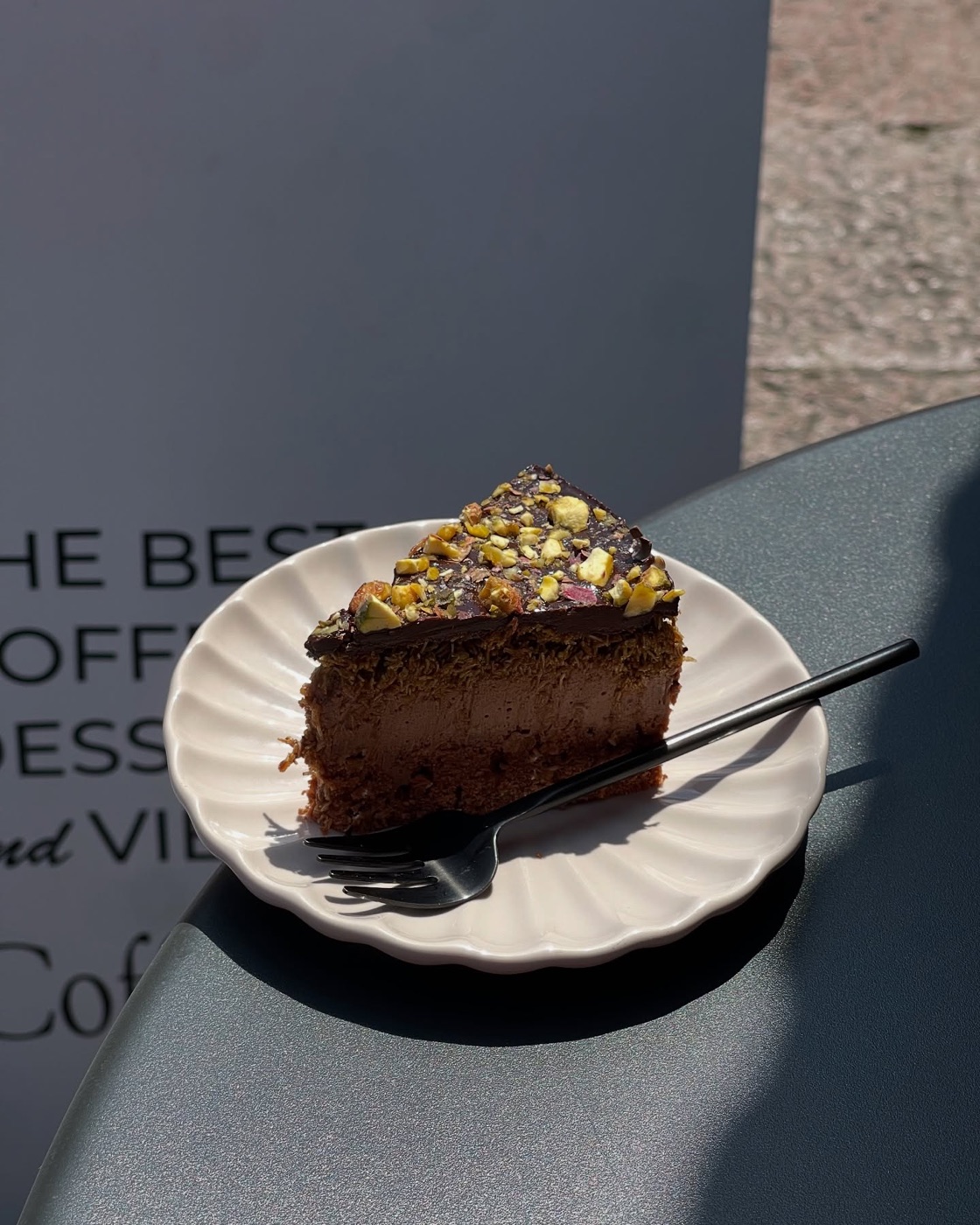 Tarta de chocolate y pistacho
